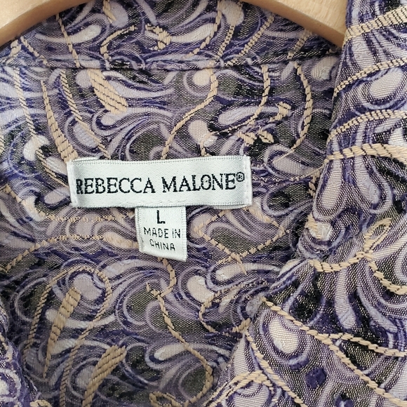 Vintage Rebecca Malone Women’s Shirt Style Jacket Shacket In Purple Print sz LG - Picture 5 of 7